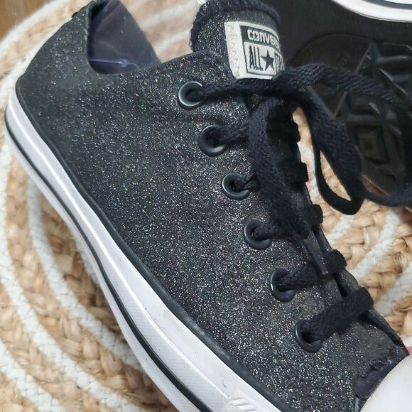 CONVERSE Chuck Taylor’s Black Glitter Unisex Lowtop Sneakers 9W/7M - Picture 6 of 10